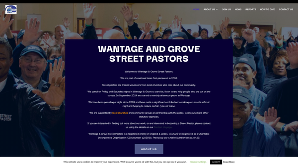 Screenshot of the Wantage And Grove Street Pastors website