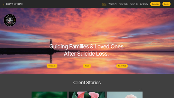 Screenshot of the Billy's Lifeline website