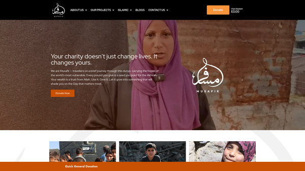 Screenshot of the Musafir website