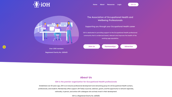 Screenshot of the Ioh website