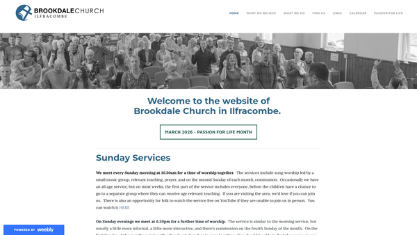 Screenshot of the Brookdale Evangelical Church website