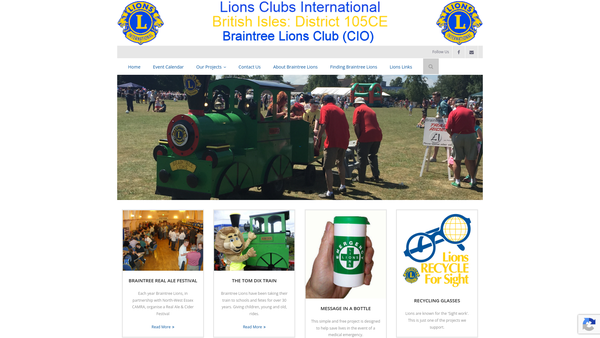 Screenshot of the Braintree Lions Club (CIO) website