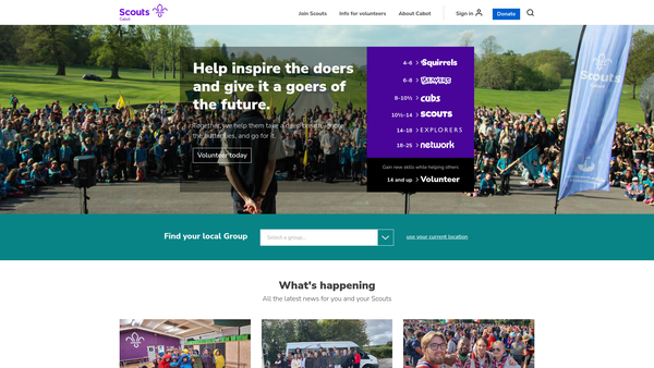 Screenshot of the Cabot Scout District website