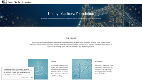 Screenshot of the Huang-Martinez Foundation website