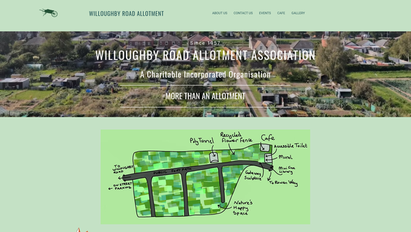 Screenshot of the Willoughby Road Allotment Association website
