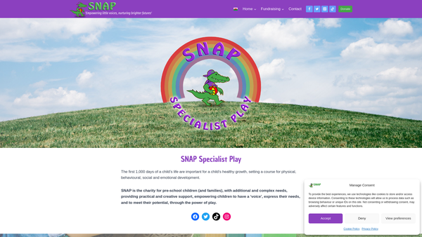 Screenshot of the Snap Specialist Play website