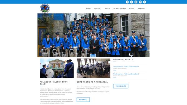 Screenshot of the Helston Town Band website