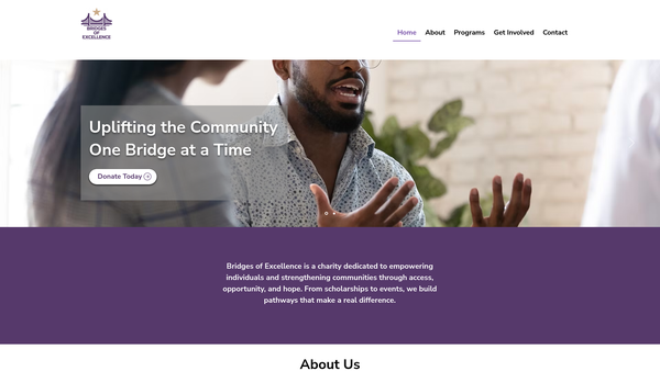 Screenshot of the Bridges of Excellence website