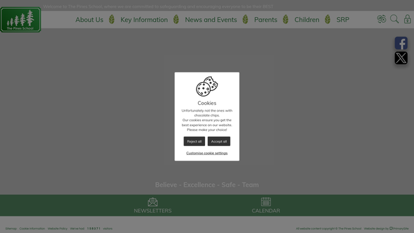 Screenshot of the Friends Of The Pines PTA website