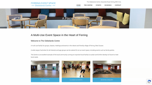 Screenshot of the The Glebelands Community Centre website