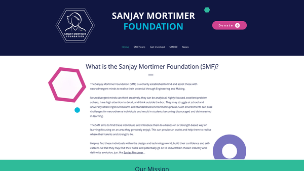 Screenshot of the Sanjay Mortimer Foundation website
