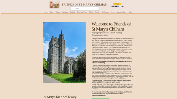 Screenshot of the Friends Of St Mary's Church Chilham website