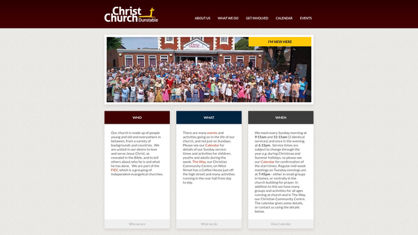 Screenshot of the Christ Church Dunstable website
