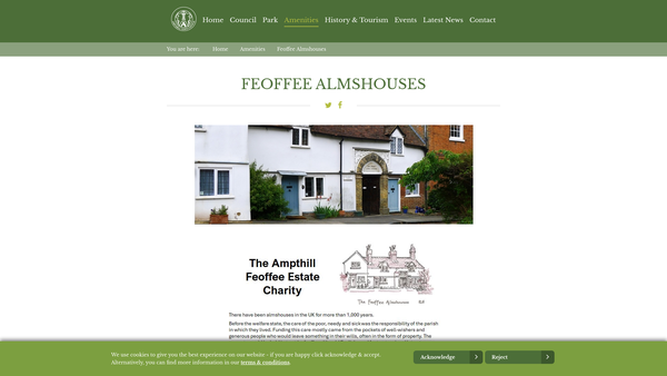 Screenshot of the The Ampthill Feoffee Almshouse Charity website
