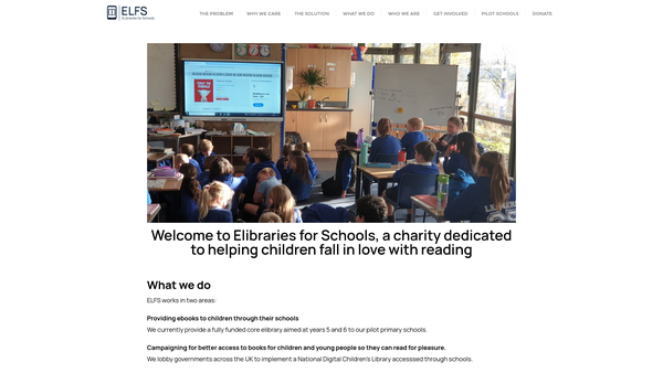 Screenshot of the Elibraries For Schools website