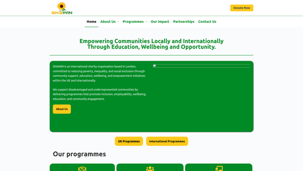 Screenshot of the Shawin website