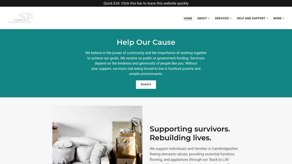 Screenshot of the The Angels Foundation UK website