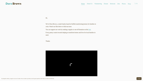 Screenshot of the Dora Brown website