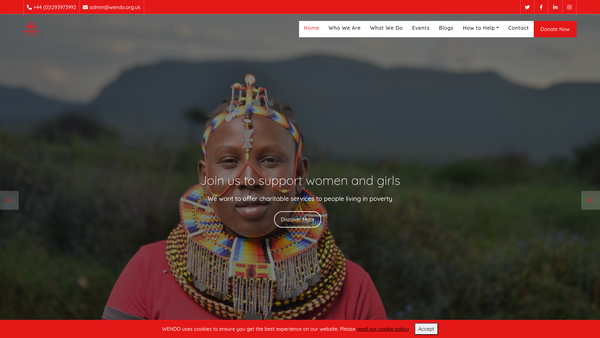 Screenshot of the Women Empowerment Networking And Development Organisation website