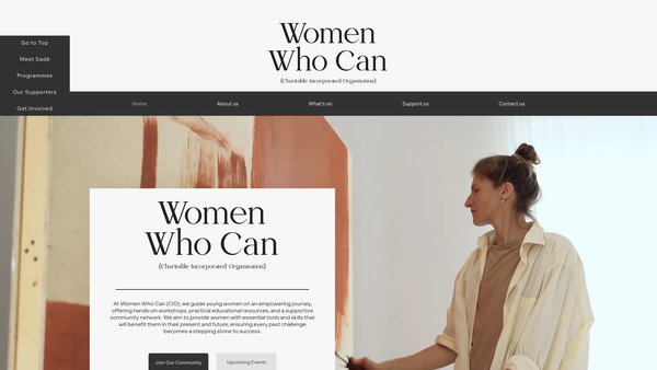 Screenshot of the Women Who Can (CIO) website