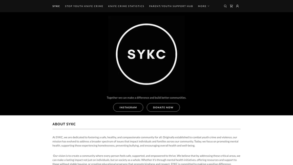 Screenshot of the Stop Youth Knife Crime website