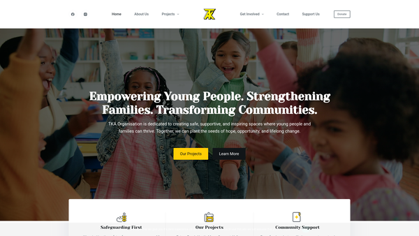 Screenshot of the Tka Organisation website
