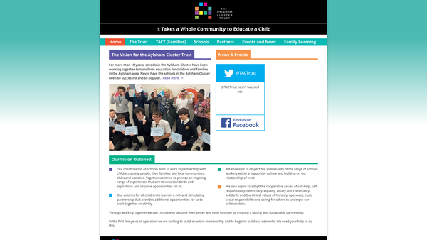 Screenshot of the The Aylsham Community Trust (Families) website