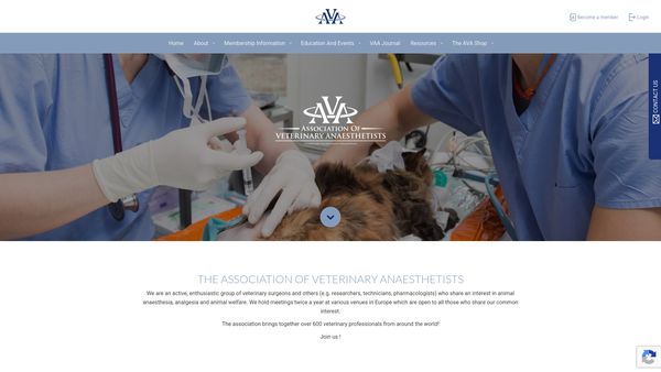 Screenshot of the The Association Of Veterinary Anaesthetists website