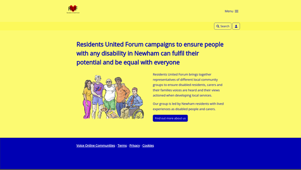 Screenshot of the Residents United Forum website