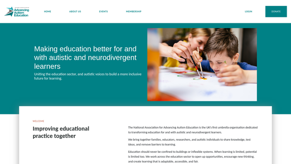 Screenshot of the National Association For Advancing Autism Education website