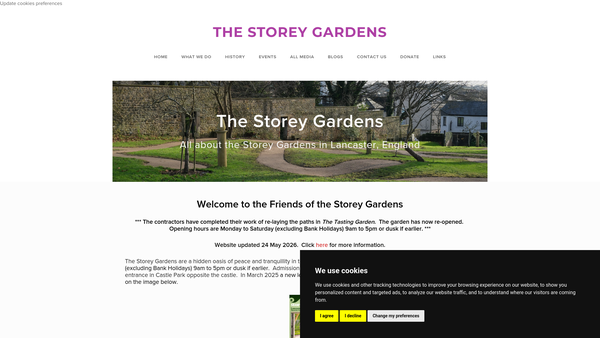 Screenshot of the Friends Of The Storey Gardens website