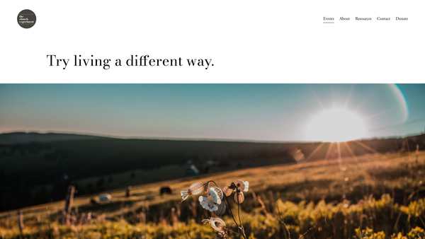 Screenshot of the The Church Experiment website