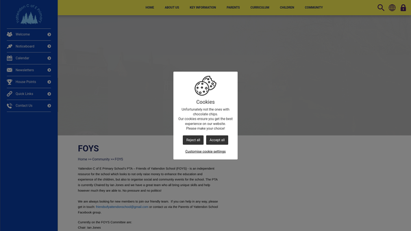 Screenshot of the Friends Of Yattendon School website