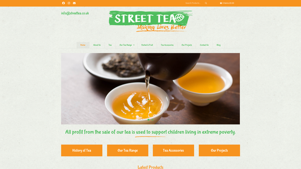Screenshot of the Street Tea website