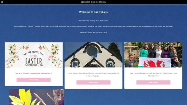Screenshot of the Ebenezer Church Machen website