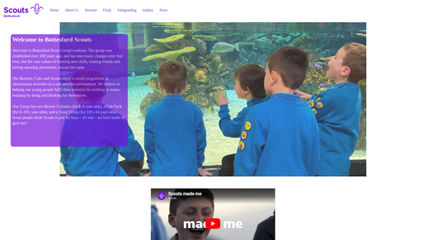 Screenshot of the 1st Bottesford Scout Group website