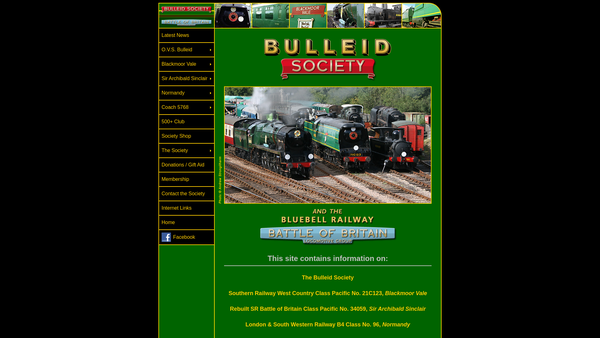 Screenshot of the The Bulleid Society website