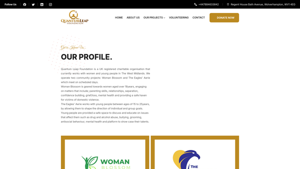 Screenshot of the Quantum Leap Foundation CIO website