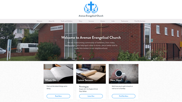 Screenshot of the The Avenue Evangelical Church website