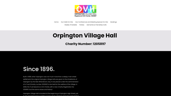 Screenshot of the Orpington Village Hall Trust website