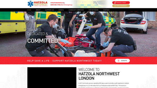 Screenshot of the Hatzola Northwest Trust Limited website