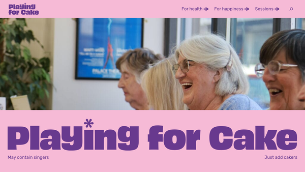 Screenshot of the Playing For Cake website