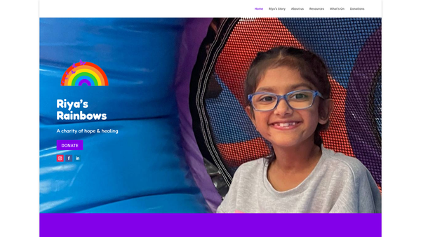 Screenshot of the Riya's Rainbows website