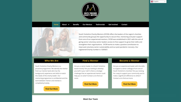 Screenshot of the South Yorkshire Charity Mentors website