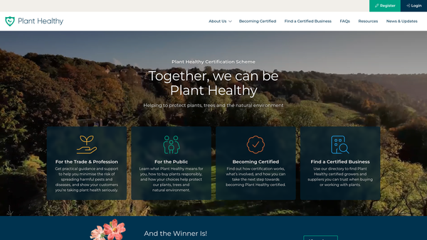 Screenshot of the Plant Healthy Limited website