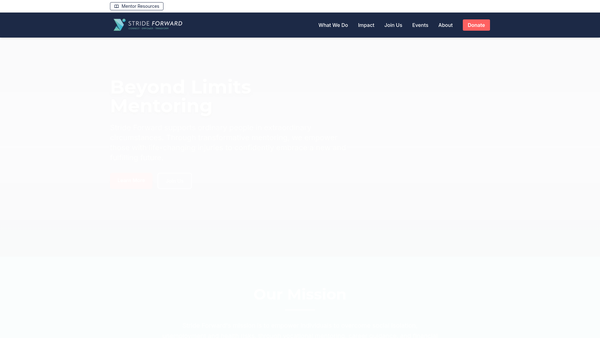 Screenshot of the Stride Forward website