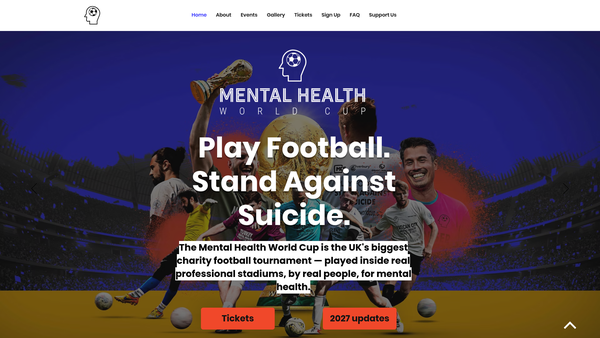 Screenshot of the Mental Health World Cup website