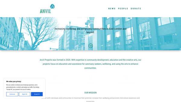Screenshot of the Anvil Projects website