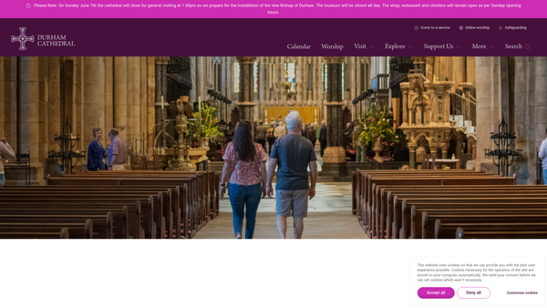 Screenshot of the The Cathedral Church Of Christ, Blessed Mary The Virgin And St Cuthbert Of Durham website