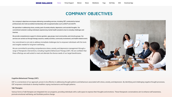 Screenshot of the Balance Of The Mind website